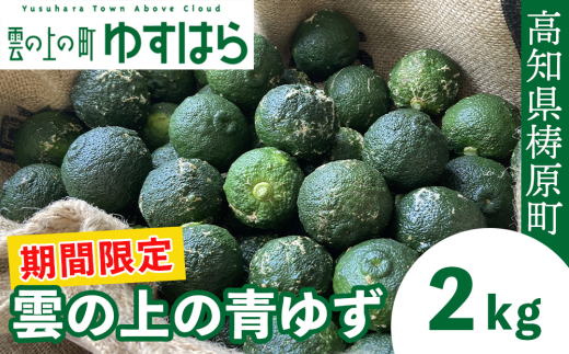 【期間限定】雲の上の青ゆず（２ｋｇ）ユズ 柚子 農薬化学肥料不使用 果物 柑橘 産地直送 ゆずジャム ゆず茶 高知県産 常温便 1037533 - 高知県檮原町