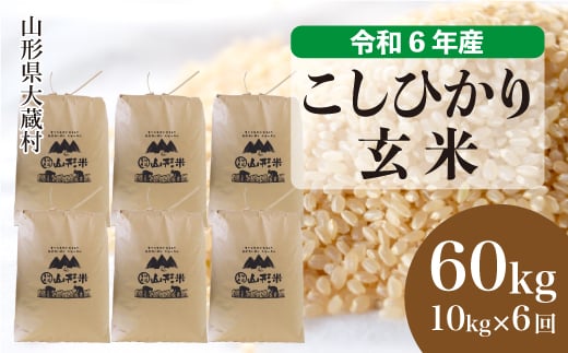 ＜配送時期が選べて便利な定期便＞ 令和6年産 コシヒカリ  ［玄米］ 60㎏ 定期便（10kg×6回お届け） 大蔵村 1524162 - 山形県大蔵村