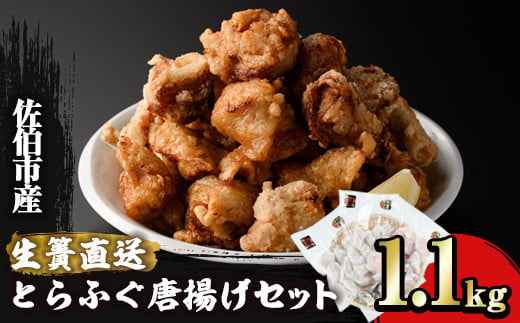 とらふぐ 唐揚げ セット (合計約1.1kg・ぶつ切り500g×1P 唐揚げ用300g×2P ヒレ10g) 魚 ふぐ 河豚 からあげ から揚げ 冷凍 生簀直送 佐伯 養殖 国産 大分県 佐伯市【EA18】【(株)トーワ】 530905 - 大分県佐伯市