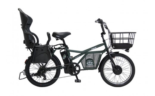 ヱビス自転車 ミニベロカーゴ電動アシスト自転車 GRC-515L-R 20インチ シマノ製外装7段変速【本体：マットオリーブ×子乗せ：ブラック】