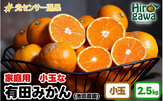 家庭用 小玉な 有田みかん 2.5kg+75g(痛み補償分)[ わけあり・訳あり ][ 光センサー選果 ][11月中旬〜翌年1月下旬ごろに順次発送予定] ※北海道・沖縄・離島への配送不可 / 和歌山 蜜柑 ミカン フルーツ 果物 旬 柑橘 秋[ikd004-s-c-2d5]