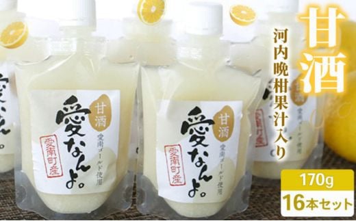 愛南ゴールド入り甘酒(170ml×16本) 20000円 甘酒 あまざけ あま酒 愛南ゴールド 河内晩柑 米 パウチ 170ml 持ち運び 片手 手軽 夏バテ 冷え 冷え性 栄養 栄養補給 発酵食品 健康 アミノ酸 ビタミン 美容 美容効果 おいしい 爽やか スッキリ すっきり プレゼント 贈答 贈答用 ダイエット 美肌 美髪 便秘 疲労 愛なんよ 愛南 無添加 愛南町青果市場