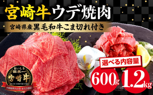 [期間限定・容量が選べる]宮崎牛ウデ焼肉・宮崎県産黒毛和牛小間切れセット_M132-022-SKU