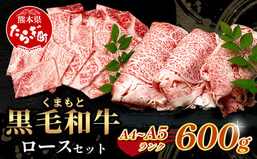 【 年内お届け 】A4・A5 くまもと黒毛和牛 ロース セット 計600g ( すき焼き / 焼肉 各300g ) 本場 熊本県 ブランド 牛 黒毛 和牛 厳選 A4以上 肉 上質 熊本県 113-0506-R612 1532662 - 熊本県多良木町