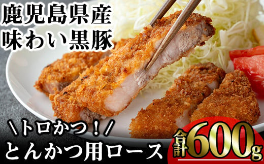 かごしま味わい黒豚 とんかつ用ロース【トロかつ】 (合計600g) 鹿児島県産 豚肉 黒豚 【KNOT】 A558