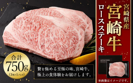 [宮崎牛 ロースステーキ 3枚 750g]1か月以内に順次出荷 宮崎牛 ロース ステーキ 牛肉 国産 和牛