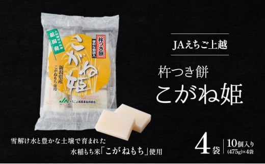 お餅 JAえちご上越 杵つき餅 こがね姫 1枚10袋(475g)×4袋 餅 もち 1533421 - 新潟県上越市