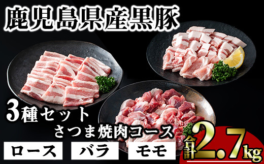 かごしま味わい黒豚 さつま焼肉コース (合計2.7kg) 鹿児島県産 豚肉 黒豚 【KNOT】 A554 1532654 - 鹿児島県曽於市