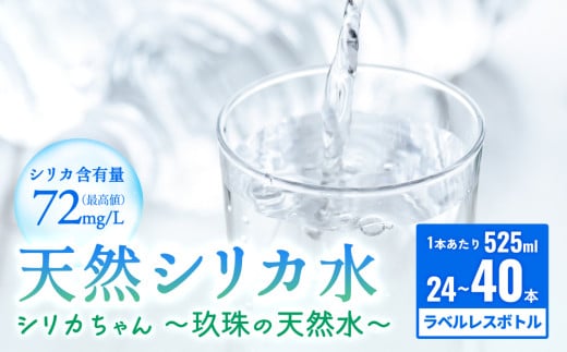 [数量限定]天然 シリカ 水 525ml × 24-40本 [シリカちゃん〜玖珠の天然水〜] ラベルレス 天然水 シリカ水 ミネラルウォーター 国産 天然シリカ 水 シリカ水 ミネラルウォーター 国産 保存可能 水 ミネラルウォーター ペットボトル 長期保存水 備蓄水 備蓄用 非常災害備蓄用 災害 避難用品 防災 玖珠