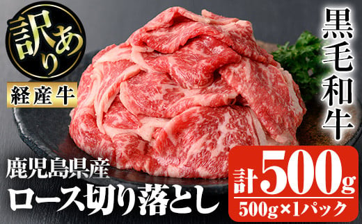 鹿児島県産黒毛和牛(経産牛)ロース不揃い大満足切り落とし焼肉 計500g(500g×1パック) 鹿児島県産 黒毛和牛 切り落とし【ビーフ倉薗】A525 1485314 - 鹿児島県曽於市