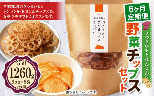 【 6ヶ月 定期便 】 さつまいも と レンコン の 野菜 チップス セット 6袋×6回 計36袋 / お菓子 芋 サツマイモ 薩摩芋 さつま芋 れんこん 蓮根 おやつ