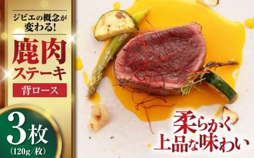 【お歳暮対象】鹿肉 背ロース 120g×3枚 《喜茂別町》【EBIJIN】 ジビエ 鹿 ロース ステーキ ステーキ用 赤身 冷凍 冷凍配送 北海道 [AJAO026] 15000 15000円