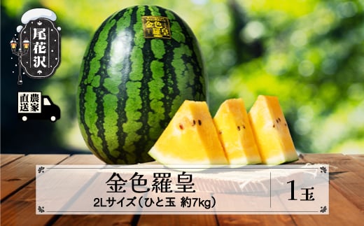 先行予約 金色羅皇 こんじきらおう 尾花沢産スイカ 2Lサイズ 約7kg×1玉 7月下旬～8月中旬頃発送 令和7年産 2025年産 観光物産 kb-sukr21 509620 - 山形県尾花沢市