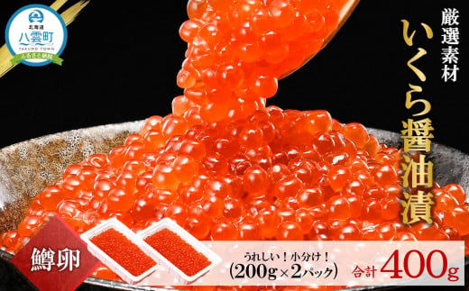 鱒いくら醤油漬け 200g×2パック (合計400g)  【 鱒いくら 小分けパック いくら 醤油漬け 小粒厳選 いくら醤油漬け いくら醤油漬 北海道 小分け 海産物 魚介類 水産物応援 水産物支援 年内発送 年内配送 】 1532682 - 北海道八雲町