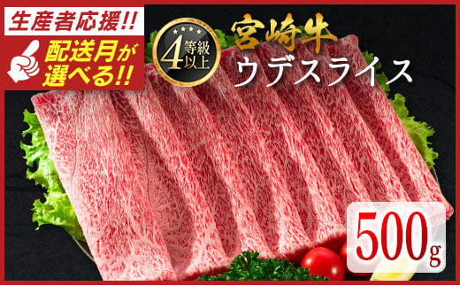 [配送月が選べる!!]数量限定 宮崎牛 ウデスライス 500g 肉質等級4等級 国産 人気 おすすめ 2024年12月お届け[B531-S-2412]