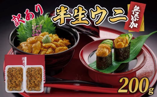 訳あり 半生うに 200g 100g×2 冷凍 うに キタムラサキウニ ミョウバン不使用 ウニ丼 丼 三陸 岩手県 大船渡市