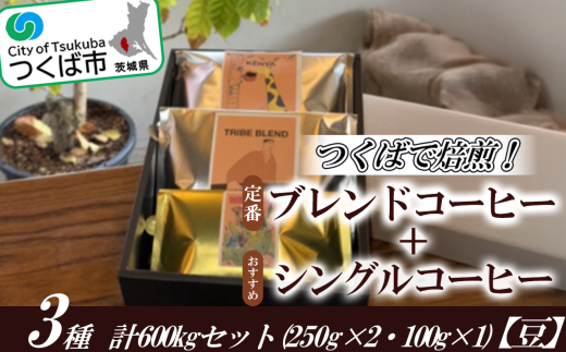 つくばで焙煎！トライブの定番とおすすめのシングル3種 計600gセット(250g×2・100g×1)[豆] 1539506 - 茨城県つくば市