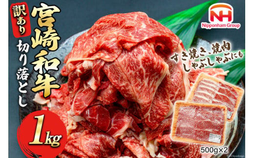 牛肉 訳あり 日本ハム 宮崎県産 和牛 切り落とし 500g 2p 計 1kg [日本ハムマーケティング 宮崎県 日向市 452060542] 冷凍 小分け 個包装 牛 すき焼き もも肉 モモ肉 牛バラ 牛肩