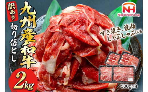 牛肉 訳あり 日本ハム 九州産 和牛 切り落とし 500g 4p 計 2kg [日本ハムマーケティング 宮崎県 日向市 452061135] 冷凍 小分け 個包装 牛 すき焼き もも肉 モモ肉 牛バラ 牛肩 1413034 - 宮崎県日向市