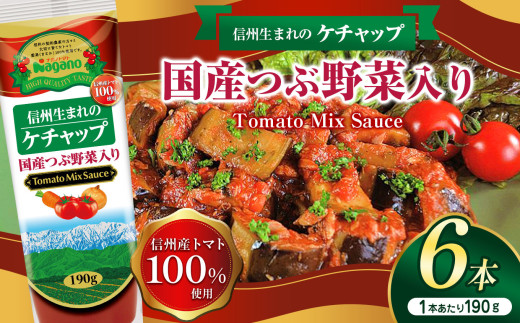 信州生まれのケチャップ国産つぶ野菜入り190g×6本セット | ふるさと納税 トマト ケチャップ 食料  人気 料理  長野県 松本市  栄養 1497341 - 長野県松本市