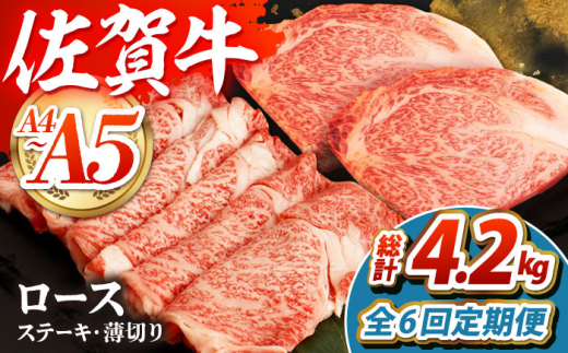 【全6回定期便】佐賀牛 ロースステーキ・薄切りセット　【吉祥】 [HCW013]
