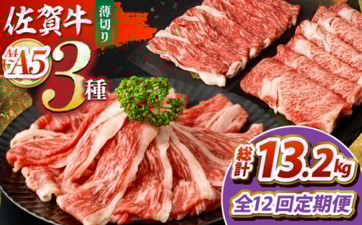 【全12回定期便】佐賀牛 薄切りセット（モモ/カタ赤身/ロース）　【吉祥】 [HCW008] 1539406 - 佐賀県江北町
