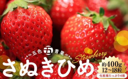 さぬきひめいちご化粧箱たっぷり約400g(12～18粒) 4箱【2025-2月上旬～2025-4月中旬】 415231 - 香川県高松市