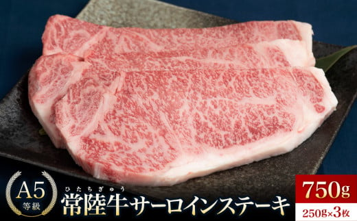 常陸牛(ひたちぎゅう)A5等級 サーロインステーキ 750g(250g×3枚)あらぎりわさび付[牛肉 肉 A5 サーロイン さーろいん ステーキ すてーき 焼肉 バーベキュー BBQ パーティー 食卓 牛 柔らかい お祝い ジューシー 茨城県]