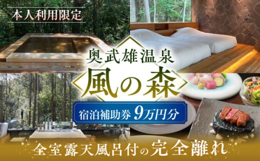 奥武雄温泉 風の森　宿泊補助券 9万円分（本人利用限定） /奥武雄温泉 風の森 [UEC005]