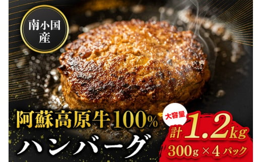  南小国産 阿蘇高原牛 牛100% ハンバーグ 1.2kg 贅沢 牛 牛肉 国産牛 ハンバーグ ハンバーグステーキ 150g 8個 小分け 熊本県産 国産 贈答用 ギフト 熊本 阿蘇 南小国町 送料無料