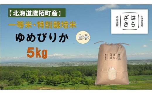 A271【令和６年産】一等米・特別栽培米 ５kg【ゆめぴりか白米】５kg×１袋（農薬７割減）北海道 鷹栖町 原崎農園  1541769 - 北海道鷹栖町