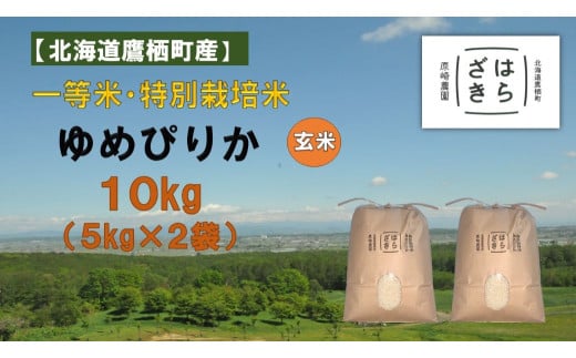 A272 【令和６年産】一等米・特別栽培米 10kg【ゆめぴりか玄米】５kg×２（農薬７割減）北海道 鷹栖町 原崎農園  1541770 - 北海道鷹栖町