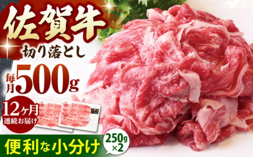 【全12回定期便】佐賀牛 切り落とし 500g  ( 250g×2パック ) 【山下牛舎】 [HAD158] 小分け 真空パック 黒毛和牛 牛肉 1539210 - 佐賀県江北町