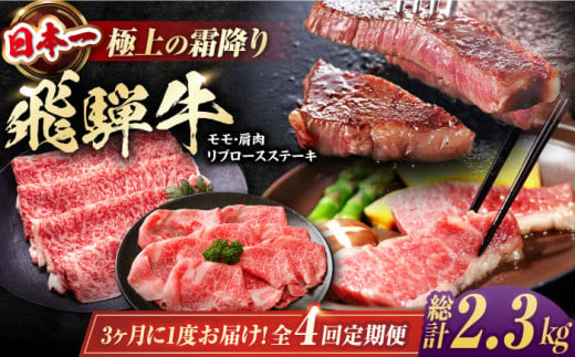 【全4回定期便】 飛騨牛 モモ・肩肉 リブロースステーキ 総計2.3kg しゃぶしゃぶ 焼肉 すき焼き / 牛肉 飛騨牛 和牛 / 白川町 / 浅井商店 [AWBJ010] 732236 - 岐阜県白川町