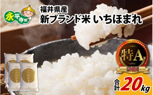 令和6年度産 福井県産新ブランド米 いちほまれ 20kg（5kg×4袋） [D-002030] 856244 - 福井県永平寺町