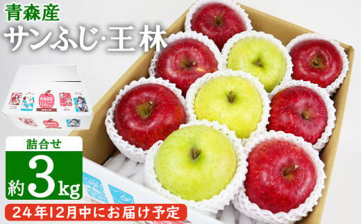 12月中にお届け！青森県産 サンふじ・王林詰合せ 3kg りんご 年内配送 家庭用 贈答用 422537 - 青森県八戸市