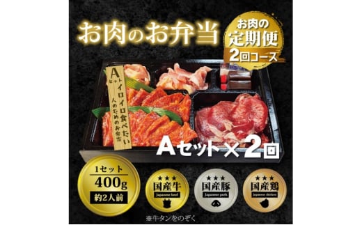 定期便 2回 毎月届く！お肉のお弁当 AAセット コース 肉 お肉 お楽しみ 2ヶ月