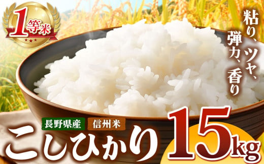 信州米 こしひかり 白米 15kg 長野県産 | 米 コシヒカリ 白米 精米 お米 信州米 15kg 特産品 塩尻市 長野県 信州  1541279 - 長野県塩尻市