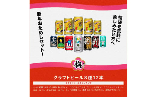 マジ福袋2025【梅セット】 8種12本 クラフト ビール 飲み比べセット 1ケース 12本 セット 地ビール お酒 限定品【 ヤッホーブルーイング ギフト 飲み比べ 詰め合わせ 長野県 佐久市 】 1542416 - 長野県佐久市