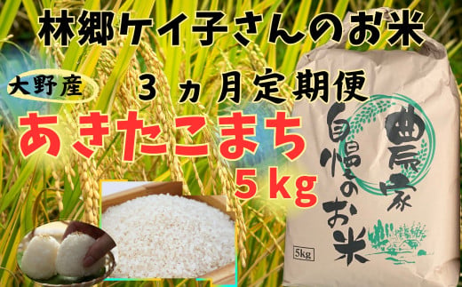 【3ヵ月定期便】令和6年産大野産あきたこまち5㎏