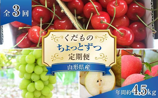 【令和7年産先行予約】 《定期便3回》 くだもの”ちょっとずつ”定期便 『南陽中央青果市場』 山形県 南陽市 [1013-R7] 619206 - 山形県南陽市