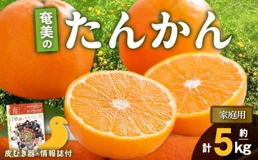 【2025年先行予約】奄美のたんかん家庭用5kg（皮むき器・情報誌付）　A052-022-01 571715 - 鹿児島県奄美市