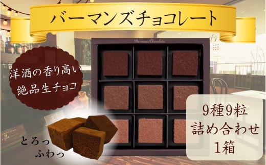 生チョコレート9種9粒詰め合わせ (バーマンズ) チョコ 生チョコ とろける デザート 駄菓子 高級 ギフト お礼の品 クリスマス バレンタイン お中元 故郷納税 詰め合わせ お取り寄せ グルメ 奈良県 奈良市 なら nara 7-014