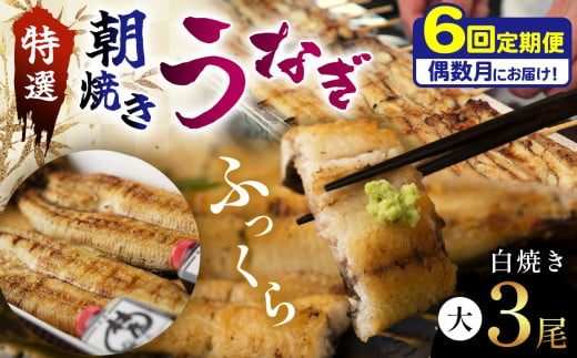 [定期便・年6回偶数月発送]特選ふっくら朝焼きうなぎ(白焼き大3尾)| 特選ふっくら朝焼きうなぎ 林屋 白焼き 特選白焼き 白焼きうなぎ 高級林屋 栃木県 那珂川町 送料無料