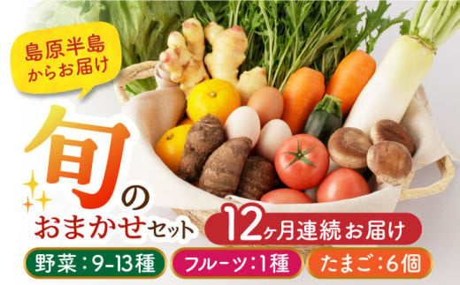 [12か月定期便]野菜9〜13種・フルーツ1種・卵6個 旬のおまかせセット 長崎県/舞岳の里 [42ACAC002] 野菜 果物 新鮮 セット 詰め合わせ 詰合せ 定期便 産地 直送 国産 季節の野菜 セット たまご メロン いちご ピオーネ 野菜セット