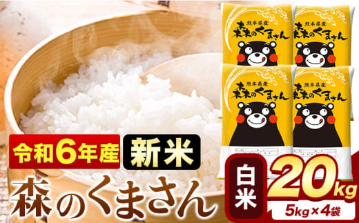 令和6年産  新米 無洗米  森のくまさん 20kg 5kg × 4袋  熊本県産 単一原料米 森くま《11月-12月より出荷予定》《精米方法をお選びください》送料無料