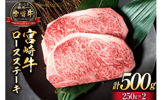 牛肉 宮崎牛 ロースステーキ 250g×2 計500g [ミヤチク 宮崎県 日向市 452060614] 肉 黒毛和牛 ステーキ ロース 冷凍 391963 - 宮崎県日向市