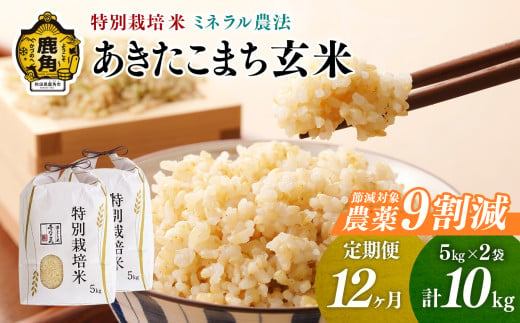 【定期便】令和6年産 特別栽培米 ミネラル農法 単一原料米「あきたこまち」玄米 10kg×12ヶ月（合計120kg）【こだて農園】●2024年10月下旬発送開始 米 お米 こめ コメ お中元 お歳暮 グルメ ギフト 故郷 秋田県 秋田 あきた 鹿角市 鹿角 送料無料 産地直送 農家直送 1399368 - 秋田県鹿角市