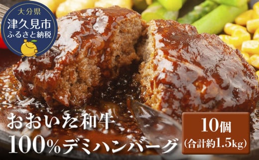 おおいた和牛100% デミハンバーグ 約150g×10個 合計約1.5kg 牛肉 豊後牛 ハンバーグ おかず お弁当 小分け レンジ 時短料理 惣菜 冷凍 大分県産 九州産 津久見市 国産