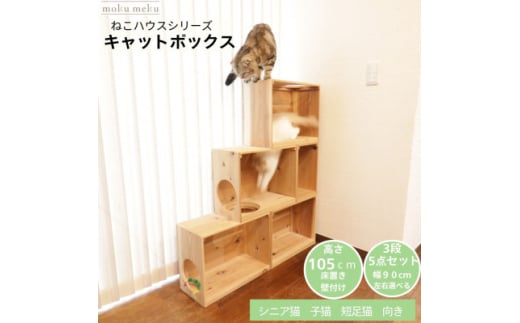 床置きタワー・壁付けキャットウォークで使えるキャットボックス　3段5点セット(右上がり)【1563427】 1546445 - 愛知県北名古屋市